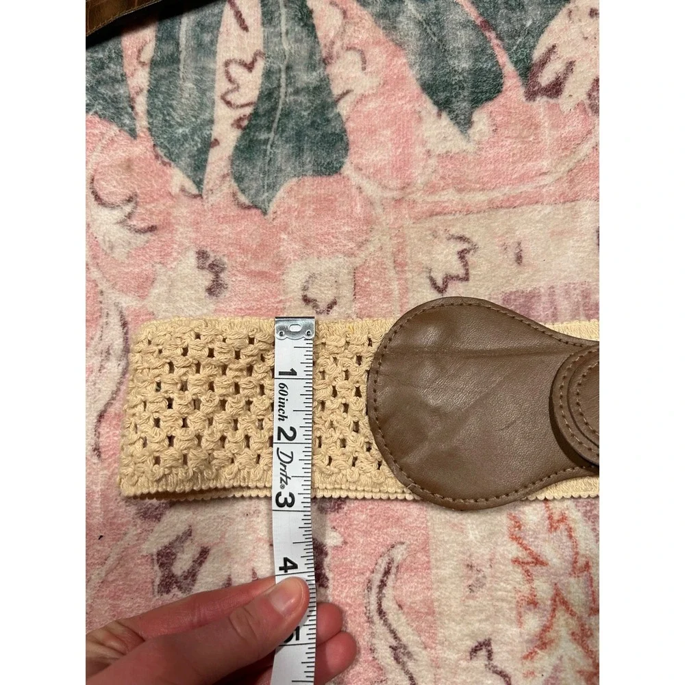 Crochet Boho Belt‎ Brown Faux Leather Bow Boho Beige Festival Beach